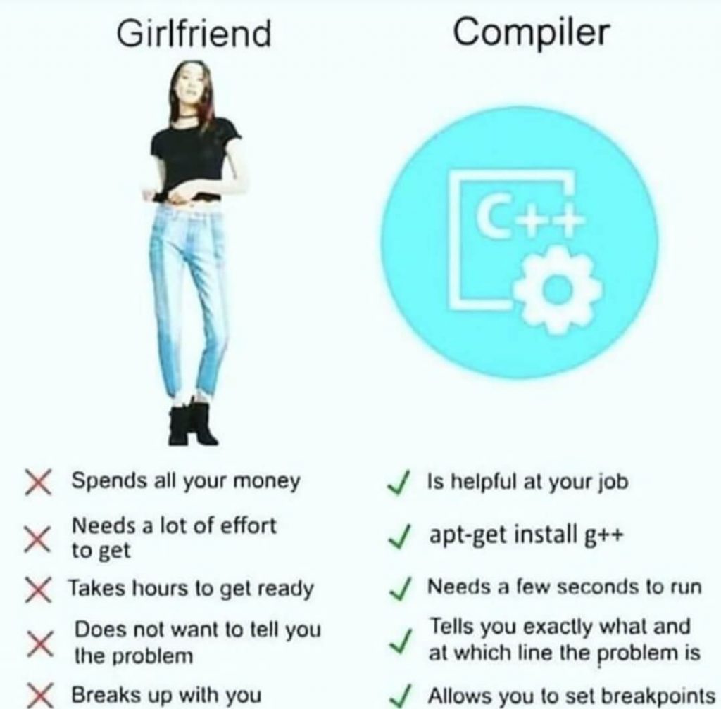 Coding Memes Girlfriend vs Compiler