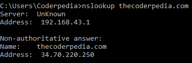 command prompt - nslookup command