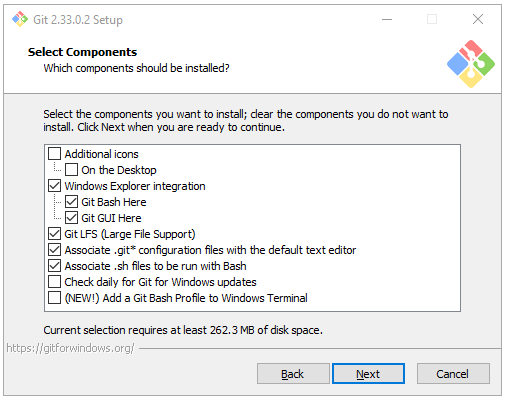 Select Component - How to Install Git on Windows 10