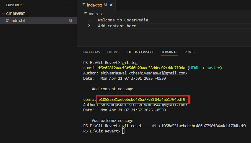 Git reset soft - How to revert a commit in Git